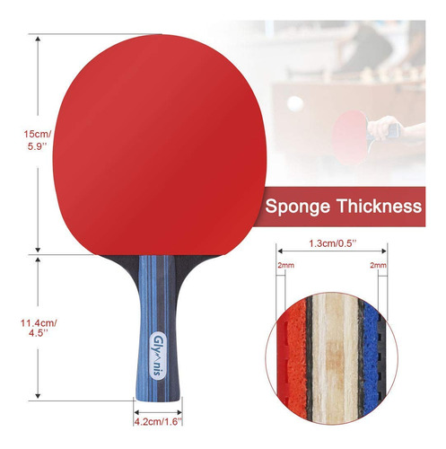 Juego De Palas De Ping Pong Glymnis Con Estuche Y Pelotas Rojo-negro