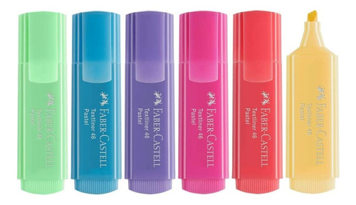 Marca Texto Textliner Pastel 46 - 6 Cores - Faber Castell