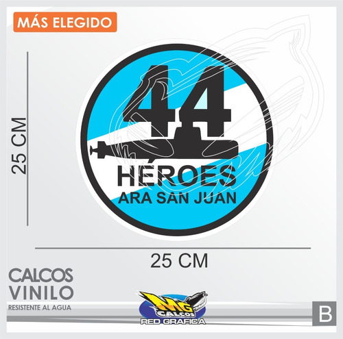 Calcomanía Ara San Juan  Heroes Y Malvinas