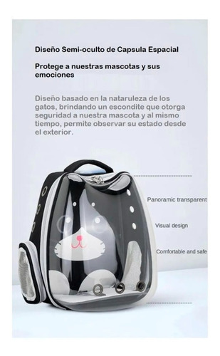 Imagen 4 de 10 de Mochila Bolso De Transporte Capsula Burbuja Gatos & Perros