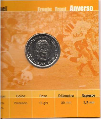 Moneda Medalla Diego Maradona 40 Aniversario En Blister