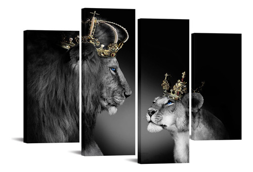 Decoración De Pared Grande De 4 Paneles El Rey León Y La Rei