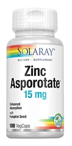 Zinc Asporotato 15 Mg X 100 Cápsulas C/semillas Calabaza