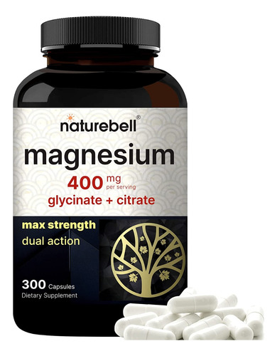 Magnesio Glicinato Y Citrato 400mg 300 Caps Alta Absorción