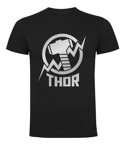 Polera Marvel Thor Negra Unisex Diseño Colores