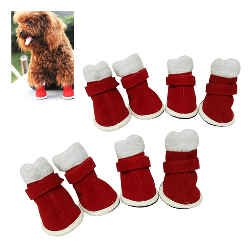 4 Piezas De Mascota Botines Navidad De Pata Rojo S