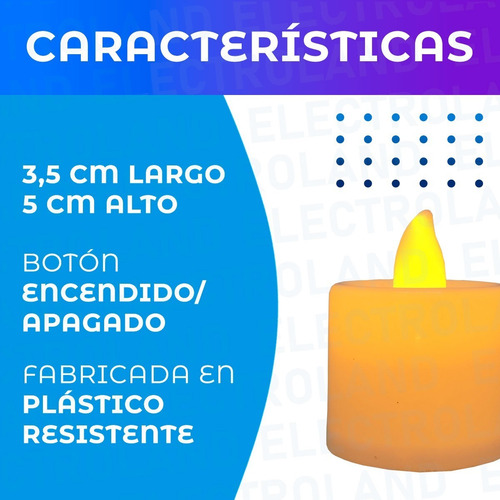 Imagen 6 de 10 de Velas Led Velitas Blanca Calida Pila Incluida Pack X 24