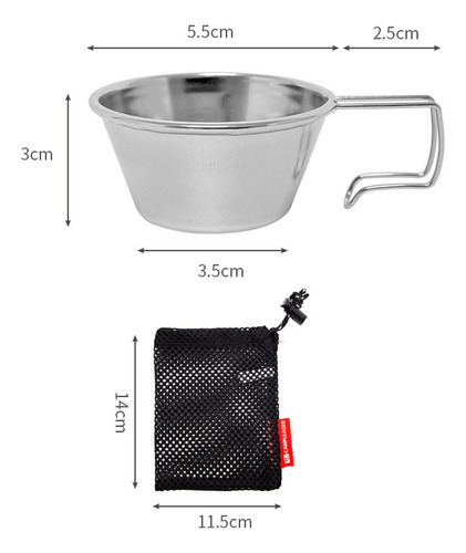 3 Mini Taza Portátil De Acero Inoxidable Para 3 Piezas