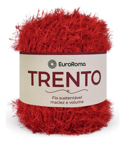 Barbante Trento Euroroma 200g 101m C/ Pelinhos Maciez Volume Cor 1000 - Vermelho