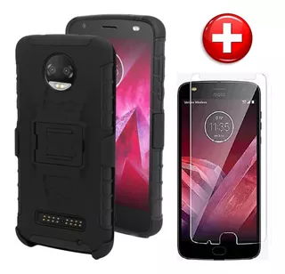 Funda Moto Z2 Play Case Uso Rudo Clip + 2 Micas De Cristal