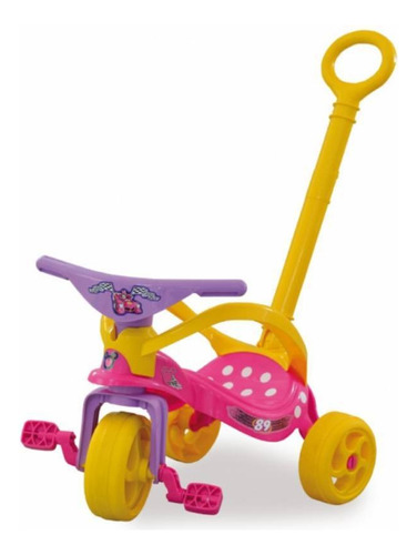 Brinquedo Infantil Minnie Com Empurrador E Proteção Xalingo Cor Amarelo/Rosa