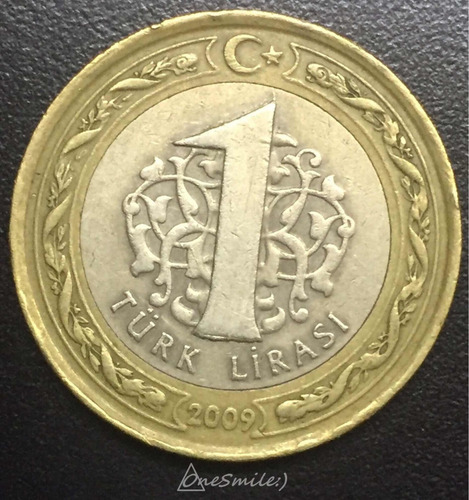 Onesmile:) Moneda De Turquía 1 Lirasi Bimetalica Año 2009