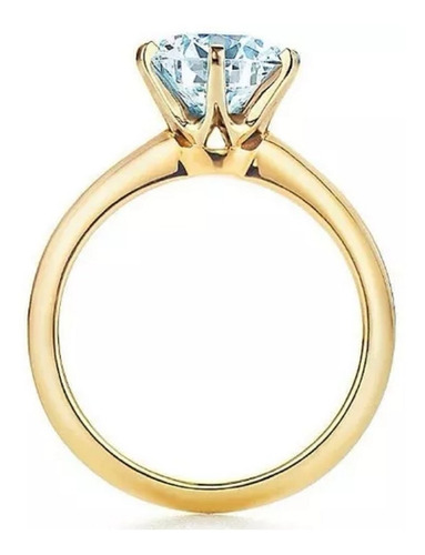 Anillo Brillante Sintetico Y Oro Amarillo 14kt Mod- Tiff