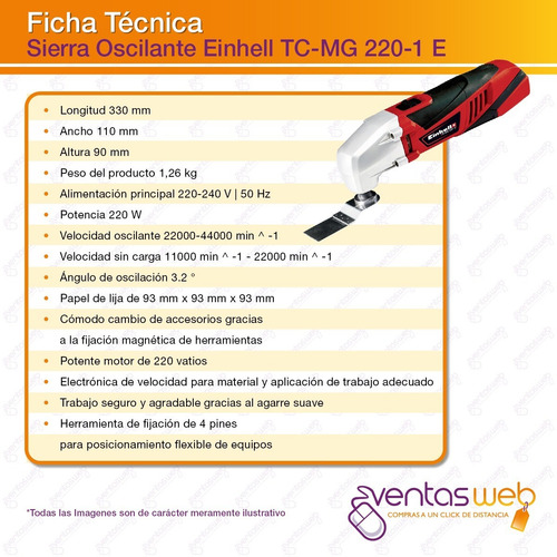 Imagen 5 de 7 de Sierra Oscilante Multicortadora 220w Einhell + Accesorios