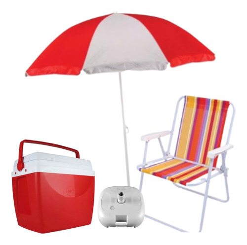 Kit Praia Guarda Sol Com Cooler + Base P\guarda Sol