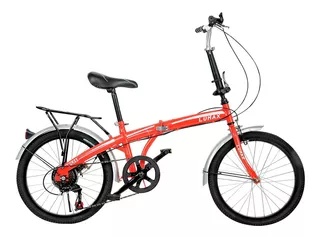 Bicicleta Plegable Lumax 7 Cambios Parrilla Trasera Roja Color Rojo Tamaño del cuadro S