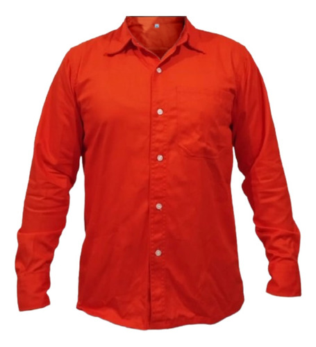 Camisa Industrial Gabardina 100% Algodón Naranja 