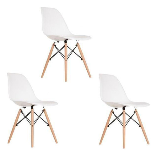 Kit 3 Cadeiras Eames Branca