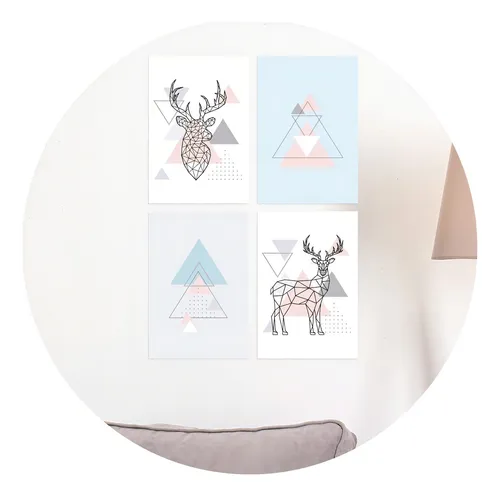 Juego de platos decorativos minimalistas, alce, gris y rosa, 20 x 30 cm