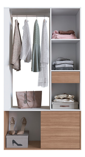 Guarda Roupas Closet Moderno Com Cabideiro E Gaveta Brm. Cor Montana Com Branco