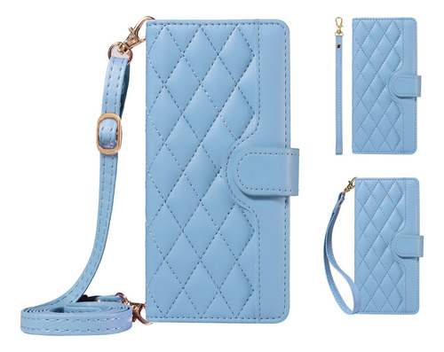 Funda Tipo Cartera De Piel Sintética Con Tapa Para Samsung Galaxy Serie S Con Pulsera, Correa Para El Hombro, Ranura Para Tarjetas, Soporte, Etc., Col