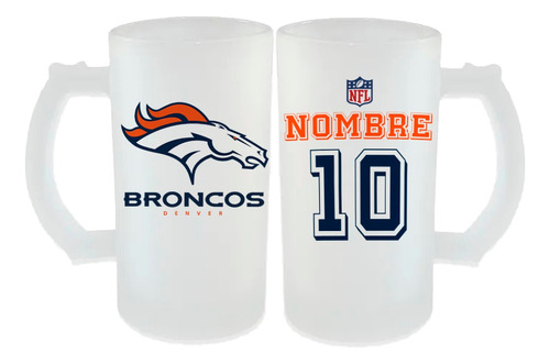 Tarro Cervecero 16 Oz Nfl Broncos Denver Personalizado