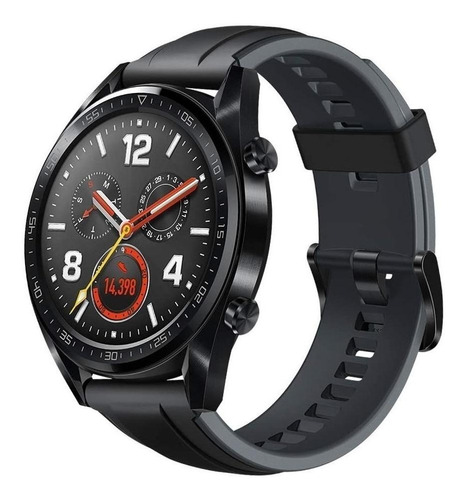 Huawei Watch GT Sport 1.39" caixa 46mm de  aço inoxidável  black stainless steel, pulseira  graphite black FTN-B19