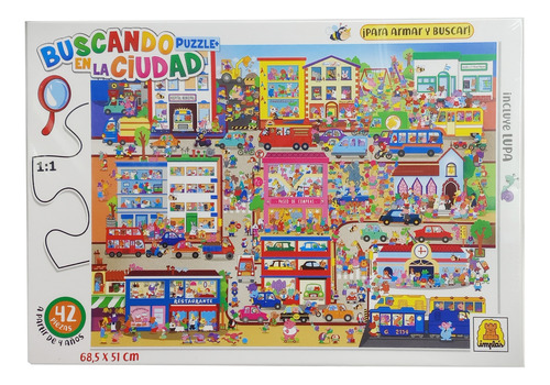 Puzzle Buscando En La Ciudad 42 Pzas Y Lupa Ploppy.3 340049