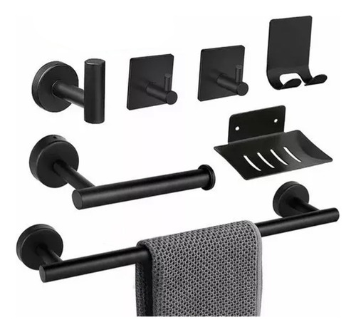 Toallero Baño Acero Inoxidable Juego De Gancho 7 Pzs
