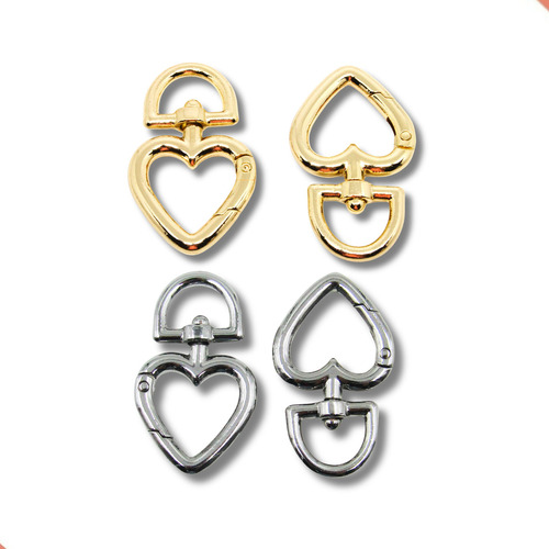 Fecho Mosquetão Coração Articulado De Metal Zamak Com 20 Pcs Cor Dourado