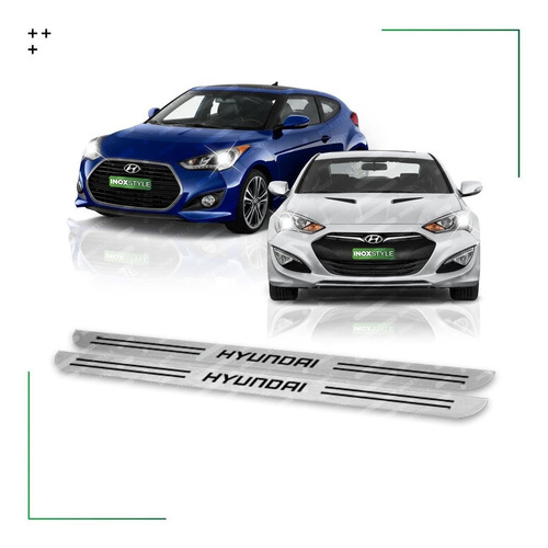 Kit 2 Cubre Zócalos Protector Para Hyundai Genesis Veloster Coupe Molduras Acero Inoxidable Juego De Accesorios X2