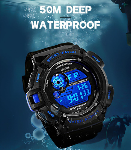 Fanmis Reloj Led Militar Digital Multifunción Para Hombre