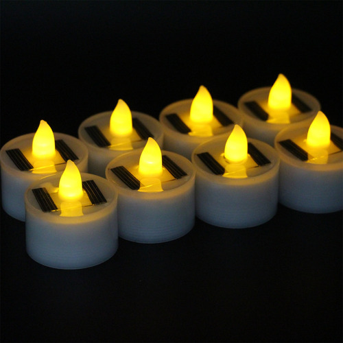 Velas Led Con Luz De Té Solar Para Exteriores, Sin Llama