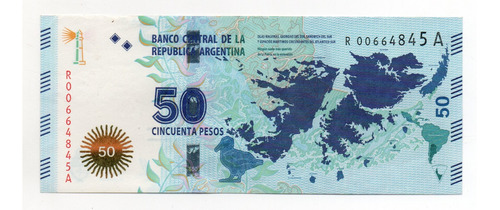Billete 50 Pesos Conm Malvinas Reposicion Excelente+ Bottero