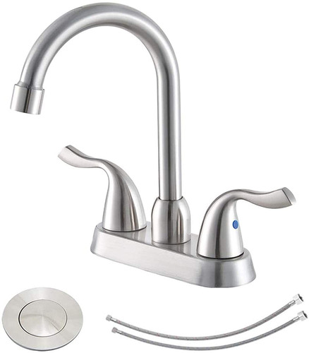 Hotis Commercial Two Handle Brushed Nickel Bathroom Faucet, 