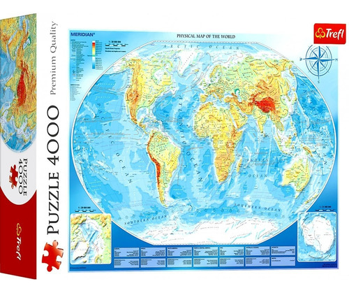 Rompecabezas Mapa Físico Del Mundo 4000 Piezas Trefl
