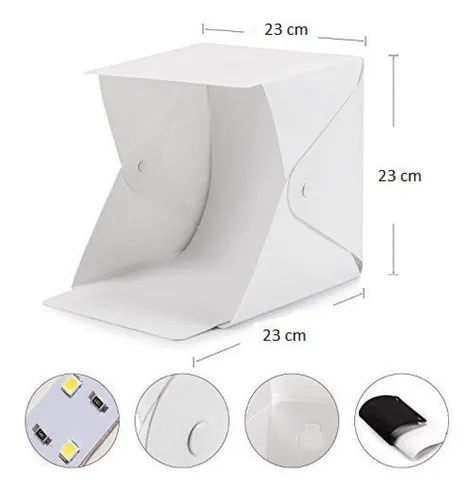 Caja Con Luz Para Fotos Fondo Blanco Y Negro Fotografia 23cm