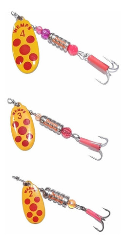 Kit Cucharas Giratorias Wemps #2 #3 Y #4 Tarucha Trucha Color Falso Cardenal