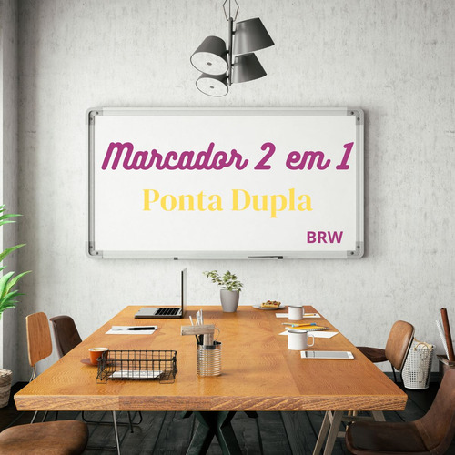 12 Marcador Quadro Branco 2 Em 1 Ponta Dupla Rosa E Amarelo