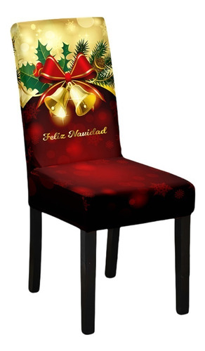 4pc Funda Silla Navideña Estampado Papá Noel Desenfundable B