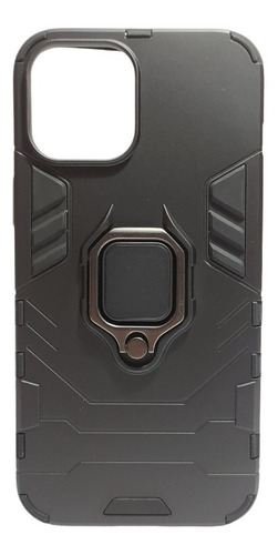 Carcasa Para iPhone 12 Pro Max Negra Antigolpe Anillo Metal