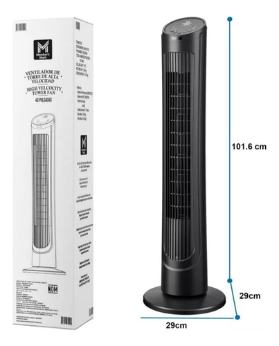 Ventilador De Torre 40 De 4 Vel Con Temporizador Y Control 73.66 Cm 60 Hz Negro Plástico