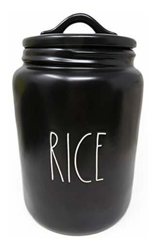 Rae Dunn By Magenta Rice Black Ceramic Ll Recipiente De Gran