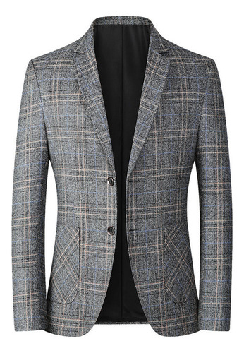 Blazer Casual De Negocios Cuadros Hombre Con Un Solo Pecho