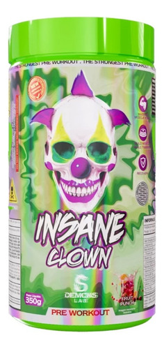 Suplemento em Pó Insane Clown 350g Demons Lab Sabor Fruit punch