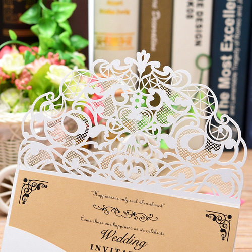 Imagem 9 de 9 de 10pcs Pérola Papel Laser Corte Casamento Cartões