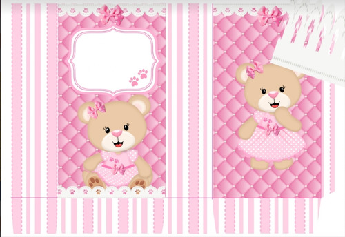 Kit Imprimible, 100% Editable Osita Princesa - Candy Bar