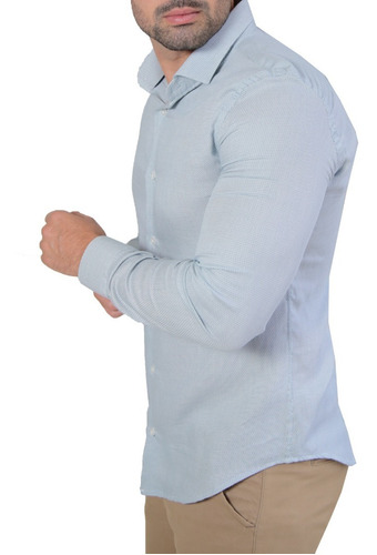 Imagem 5 de 6 de Camisa Social Ml Super Slim Maquinetada