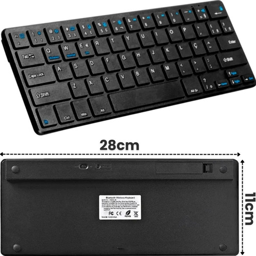 Teclado Sem Fio Com Tecla Ç Abnt2 Para Tablet E Celular