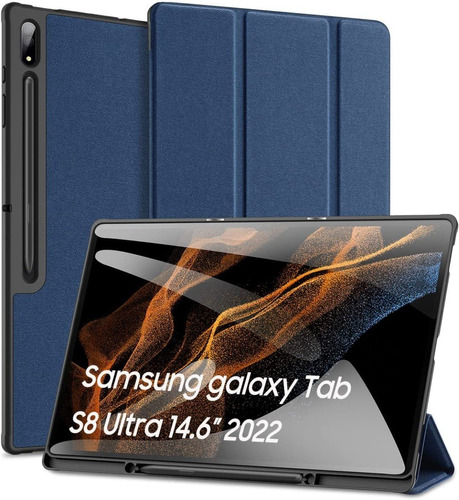 Case Funda @ Samsung Galaxy Tab S8 Ultra 14.6 Pen Holder Blu